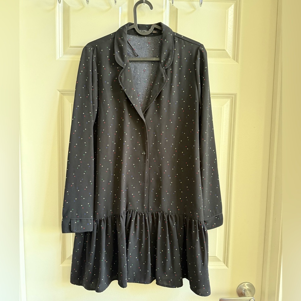 Zara Black mini Dress with Colorful Stars